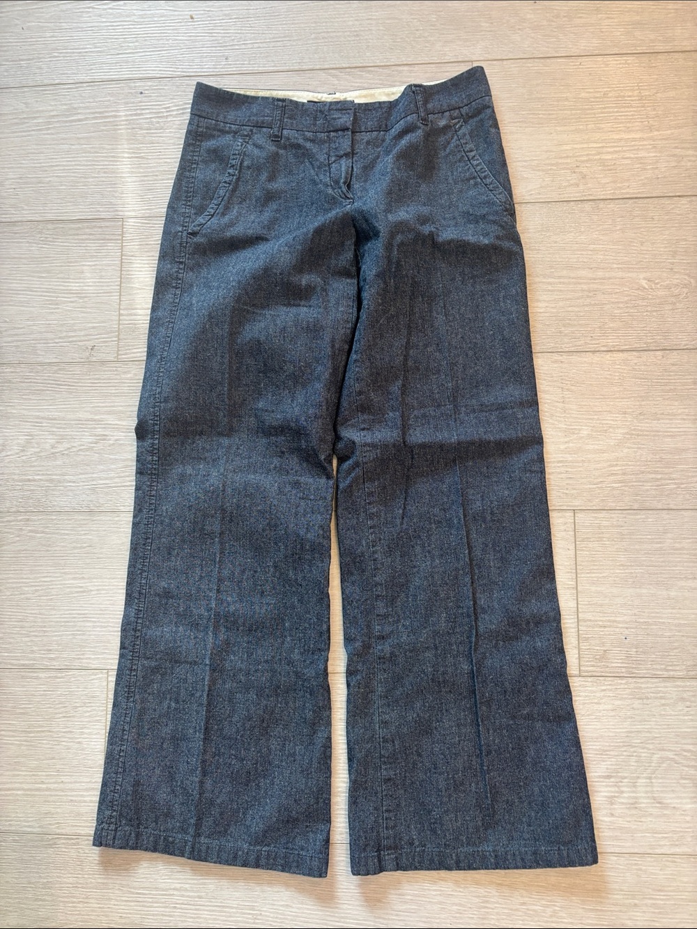 Theory wide leg denim mid rise trouser pants size 0